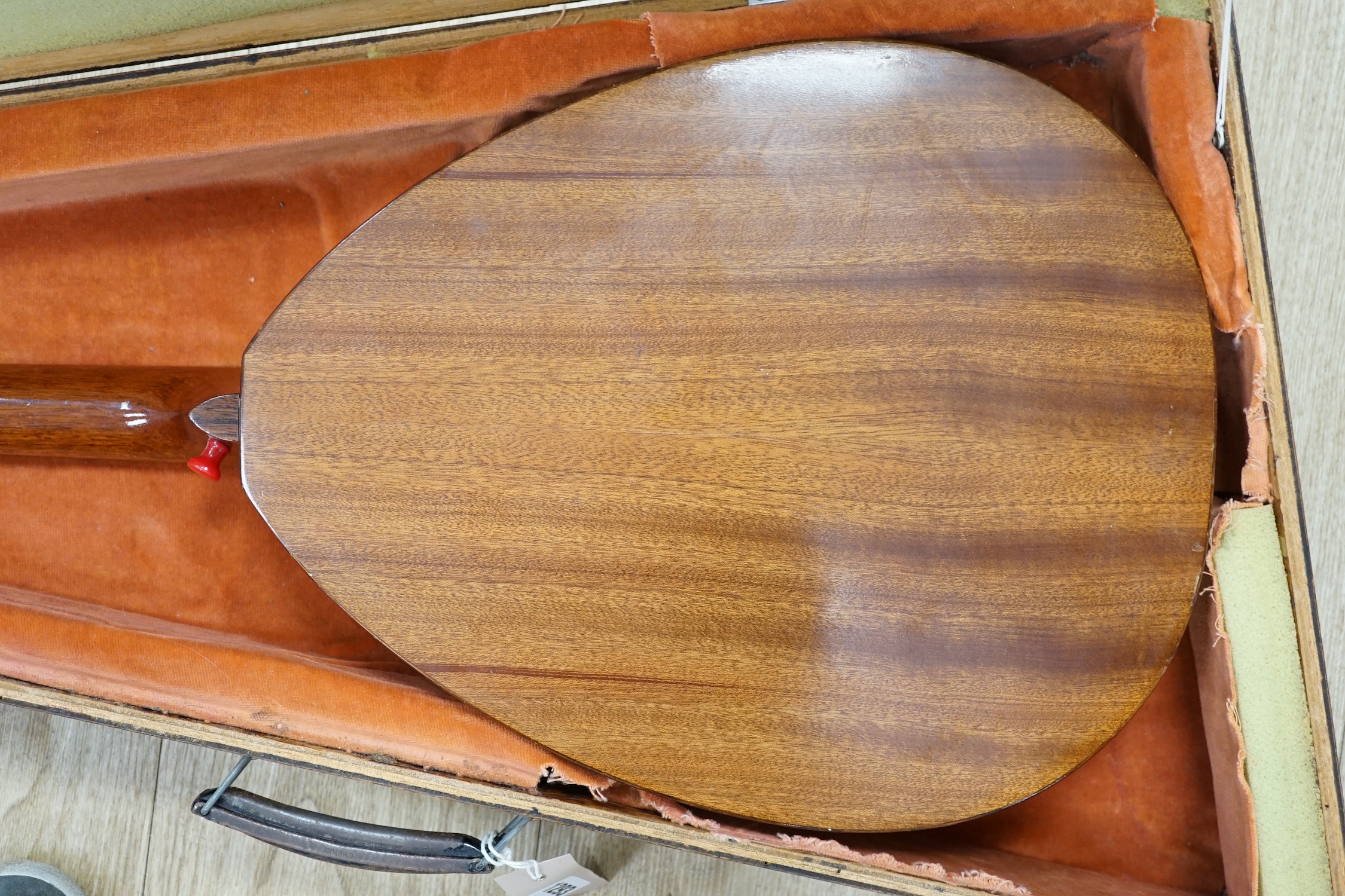 A cased Fylde Octave mandola, sapele back, cedar soundboard, length of body 39cm, overall length 81cm